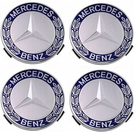Set di 4 coprimozzi compatibili con Mercedes Benz 75 mm - Blu, TRIMEC