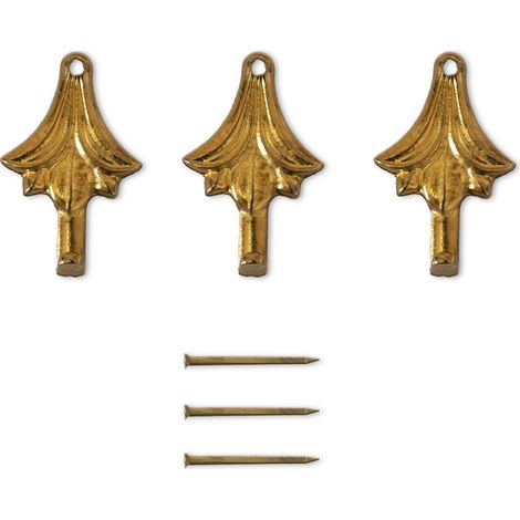 Lupia - Kit 3 Ganci FOGLIA ORO per Quadri, Specchiere e Cornici, Metallo con Finitura Dorata, Adatti a tutti gli ambienti, Dimensioni 3,8x2,4 cm (1/3)