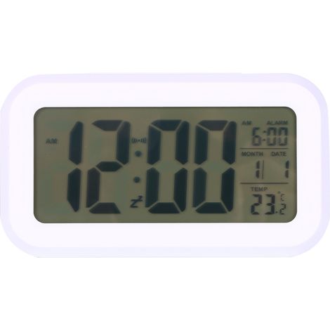 Réveil de bureau numérique LED avec fonction snooze, affichage température et calendrier, écran rétroéclairé (1/5)