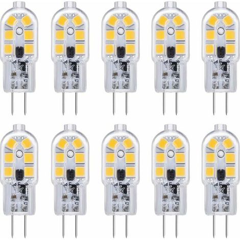 VURAHOME - Ampoule G4 LED 12V 2W Blanc Froid 6000K, 200LM, Équivalent Halogène G4 Bi-pin 10W 20W, LED Lampe G4 12V AC/DC pour Camping Car/Hotte Cuisine, non-dimmable, lot de 10 (1/5)