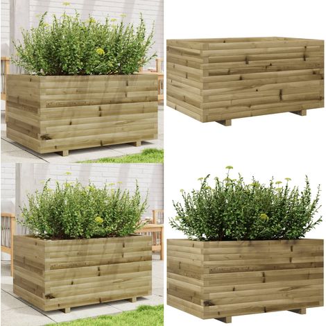 Pflanzkübel 90x60x49,5 cm Kiefernholz Imprägniert - Holzpflanzetopf - Hochbeet - Gartentöpfen - Blumenerdebehälter - Pflanzgefäß - Home & Living (1/5)