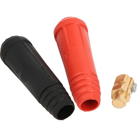 5 Stück Schnellstecker 10-25 Quadratischer europäischer Schweißmaschinenanschluss, lange Ausführung, rot/schwarz (1/5)