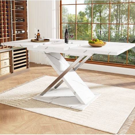 tavolo pranzo allungabile 118-157 cm marmo bianco stile OKMYHOME (1/5)
