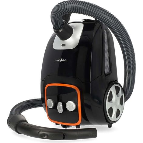 Nedis Staubsauger mit Beutel / Mit Beutel / 700 W / Staubkapazität: 3.0 l / Kombi-Bürste / Aktionsradius: 9.00 m / Steuerung Staubsauger / H13 / Anthrazit / Orange / Schwarz