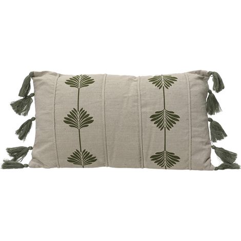 Kaemingk – Coussin d'intérieur motif feuilles de palmier – Polyester et coton, 30 x 50 cm, épaisseur 3 cm