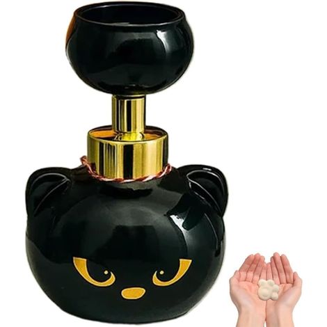 Seifenspender mit Katzenpfotenabdruck, Seife mit Katzenpfotenabdruck, Niedlicher schwarzer Schaumseifenspender mit Katzenpfotenabdruck für Halloween, Schaumseifenspender (1 Stück) - AquaForge (1/5)
