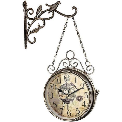 Vintage doppelseitige, geräuschlose Wanduhr für Zuhause, Schlafzimmer, Studentenwohnheim