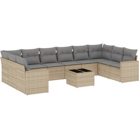 Maison Exclusive - Set de sofás de jardín 11pzas con cojines ratá (1/5)