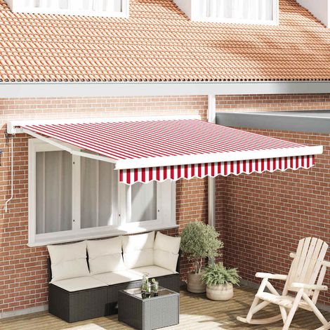 Toldo retráctil Rojo y 350 x 250 x 165 cm Tela y Metal