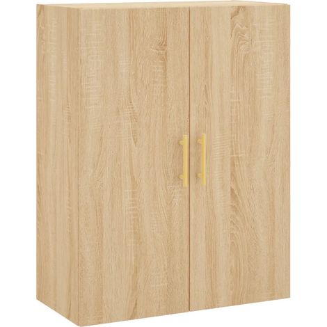 Pratico armadio a muro di design per camera da letto o ufficio 69,5 x 34 x 90 cm realizzato in legno composito di rovere Sonoma 020048577
