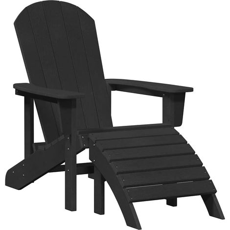 Chaise de jardin，Chaise Adirondack avec coussin Noir 74 x 82 x 92cm HDPE CFW6164422 (1/5)