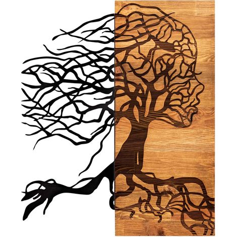 Décoration murale en métal et bois Arbre Modèle 10 (1/4)