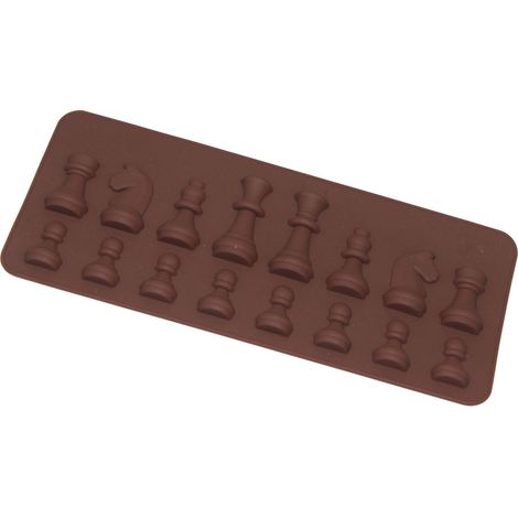 BEBUSINGOTO Molde de silicona flexible con forma de ajedrez internacional, 16 cavidades, antiadherente, para chocolate, helado, pastel, fondant, cubitos de hielo, bandeja para hornear, decoración de p (1/5)