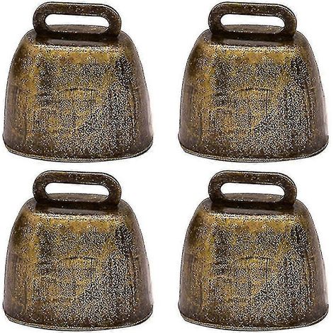 Lot de 4 cloches en métal pour vaches et moutons, bijoux et accessoires de ferme (bronze), 35 mm (1/5)