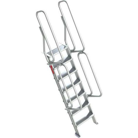 Escalera de aluminio fija para entreplantas y altillos Inclinación 60 Altura de desembarco 1,73 m SG60-07 FARAONE (1/5)