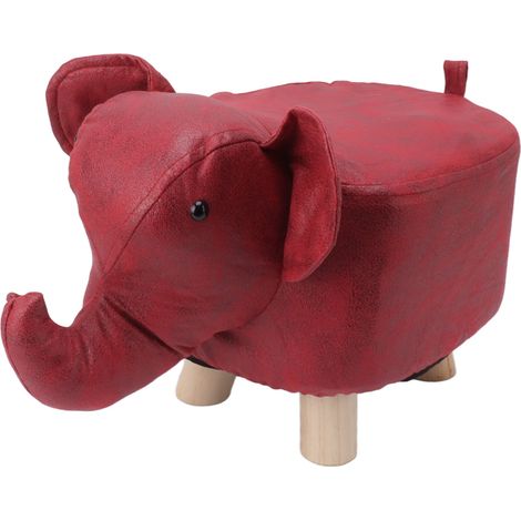 Tabouret éléphant en forme d'animal, antidérapant, silencieux, confortable, stable et multifonctionnel, mignon et idéal pour les enfants (rouge).