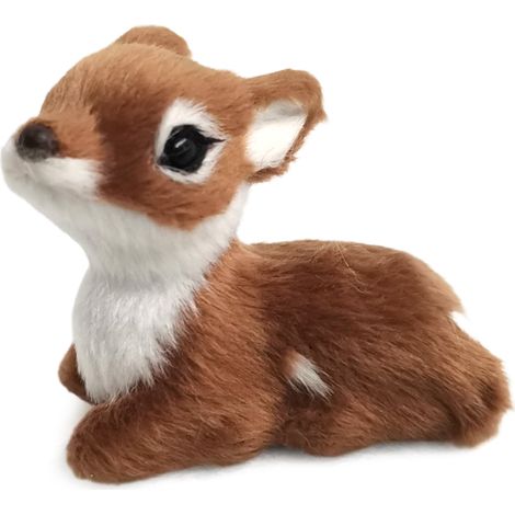 [Statuette Décorative] Faon Simulation Très Réaliste - Plastique & Peluche de Haute Qualité - 5.5×4×5cm - Cadeau Idéal (Marron, Café, Gris) - 1 Pièce (1/5)