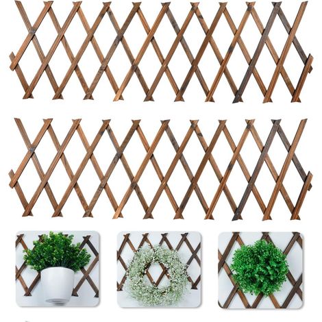 Expandable Plant Trellis 2 Pcs, Holz Trennwand Pflanzer Gartenzaun 190×30cm- Hölzerne Pflanze Unterstützung Zaun, Langlebig und robust für Kletterpflanzen, Zauberstab Dekoration (1/5)
