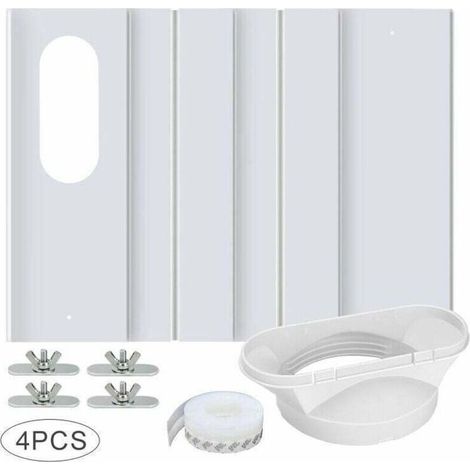 Kit de Fenêtre pour Climatiseur Portable, avec Coupleur Universel Panneau en PVC Renforcé Réglable Joint de Fenêtre Kit d'Aération de Fenêtre AC pour Coulissante pour 10cm Tuyau d'Échappement (1/4)