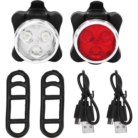 Feu de vélo LED avant et arrière rechargeable USB 650mA, sécurité vélo rouge et blanc, éclairage de vélo (1/5)