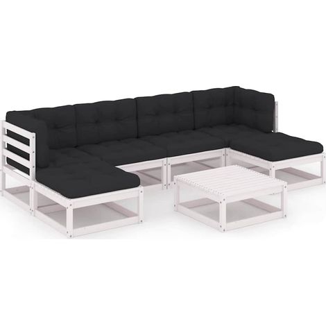 Maison Exclusive - Set muebles jardín 7 pzas con cojines madera m (1/5)