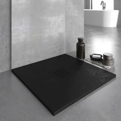 Duschwanne aus Kunstharz, 120 x 120 cm, Schwarz RAL-9005 (1/3)