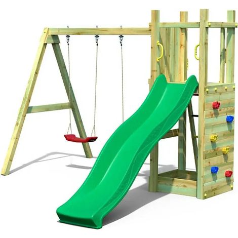 Parco Giochi Torretta per Bimbi da Giardino in Legno Scivolo Altalena (1/5)