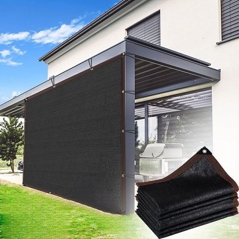 Voile d’ombrage 2 x 3 m – Toile pare-soleil pour terrasse et jardin – Protection solaire en polyéthylène – Brise-vue extérieur – Noir (1/2)