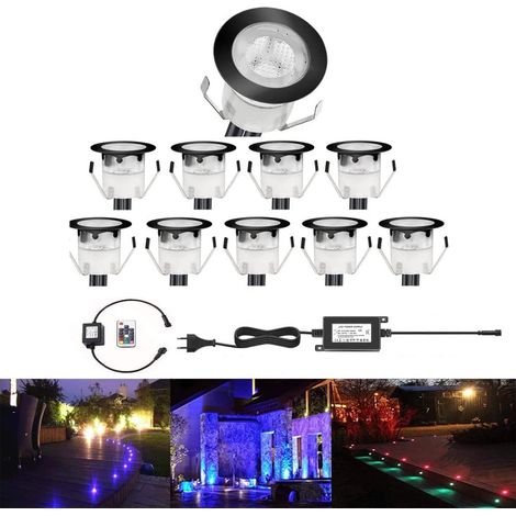 LED Spot Encastrable Extérieur Mini Spot Encastré de Ø30mm Eclairage Encastrables Extérieur pour Terrasse Enterre IP67 Etanche DC12V Lumière pour Escalier (rgb(noir), 10 kit) (1/5)