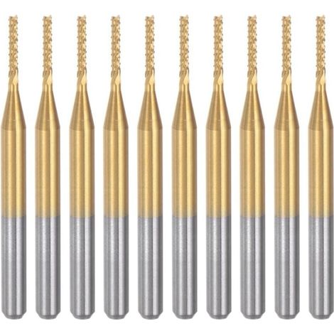 Fraises à graver en carbure de titane, 10 pièces, fraises CNC pour machine à PCB, tige de 1/8 pouce, 1,2 mm (1/4)