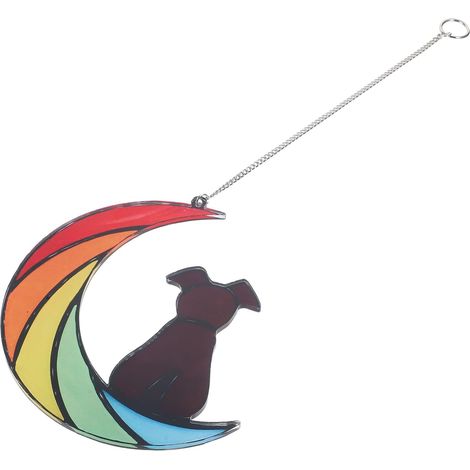 Gefärbter Acryl Fensterhänger Mondhund mit Aufhängekette