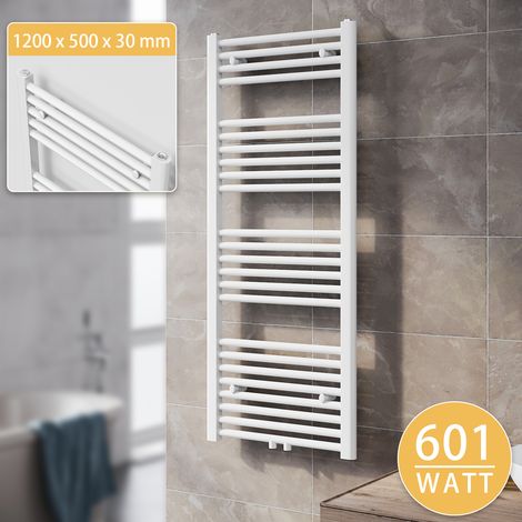 SONNI Termoarredo Scaldasalviette Acqua Calda Asciugamani da Parete Radiatore Collegamento Intermedio 1200x500mm Bianco (1/5)