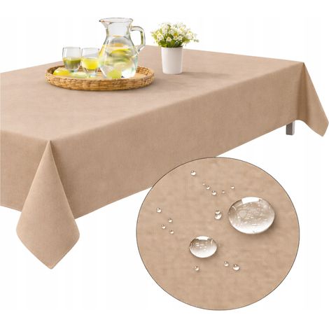 Nappe de jardin imperméable 155 x 260 cm, beige, idéale pour table, terrasse, balcon ou pergola.