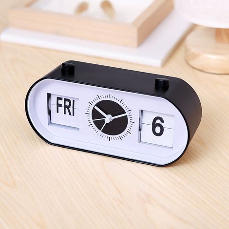 Réveil à basculement manuel, accessoire de bureau polyvalent, horloge de table simple, silencieuse et moderne, objet décoratif élégant et anti-stress.