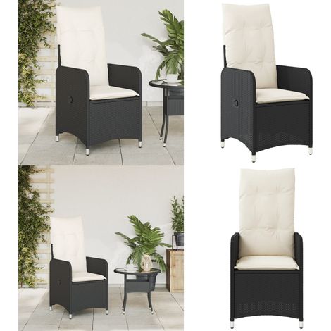 Gartensessel Verstellbar mit Kissen Schwarz Poly Rattan - Gartenstuhl - Relaxsessel - Loungesessel - Outdoor Möbel - Gartenmöbel - Home & Living (1/5)