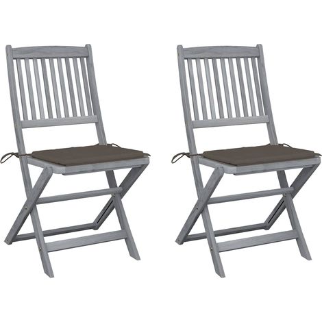Klappbare Gartenstühle 2 Stk. mit Kissen Massivholz Akazie (1/5)