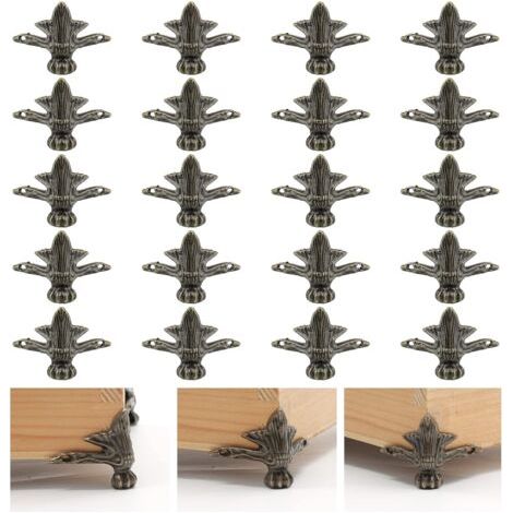 QORVA-Lot de 20 pieds de boîte en laiton antique, pieds de boîte à bijoux en bois, pieds de protection d'angle décoratifs, bronze (1/5)
