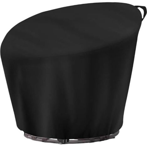 Housse de chaise de terrasse d'extérieur en tissu Oxford imperméable et résistant avec cordon de serrage pour papasan, soucoupe, œuf et chaises rondes, 120 X 46 X 89 cm （noir） (1/5)