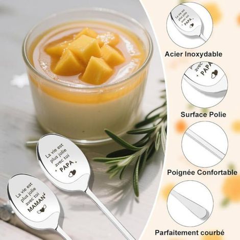 Cuillère À Café - Acier Inoxydable - Pour Fête Des Mères Et Fête Des Pères - Personnalisable - 1 Pièce (1/5)