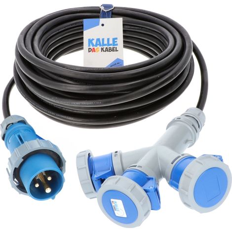 Kalle Verlängerungskabel CEE 230V 16A 2,5mm² 3-Fach Kupplung Aquasafe IP67 20 Meter (1/4)