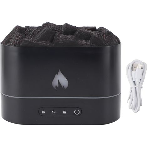 Eosnow Volcano Aroma-Diffusor, 7 Farben Lichter, feiner Nebel, simulierte Flamme, intelligenter Timer, 250 ml Tank, superleiser USB-Ladeluftbefeuchter für Schlafzimmer, Schwarz