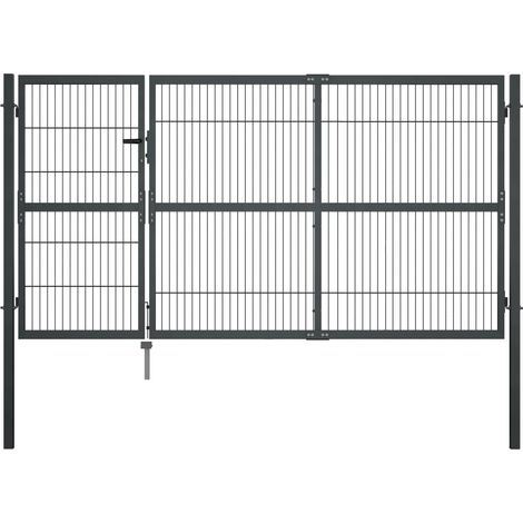 Portillon avec poteaux Acier 350 x 140 cm Anthracite (1/5)