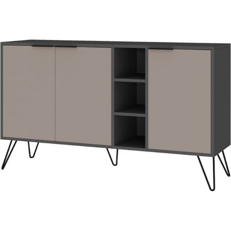 Mobile Credenza 3 Ante con Ripiani Antracite e Tortora Madia Soggiorno Ingresso (1/4)