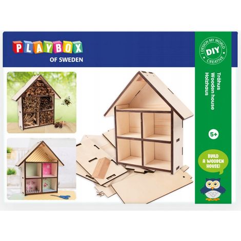 Hotel para insectos de madera para armar uno mismo, 32×25×10cm (1/4)