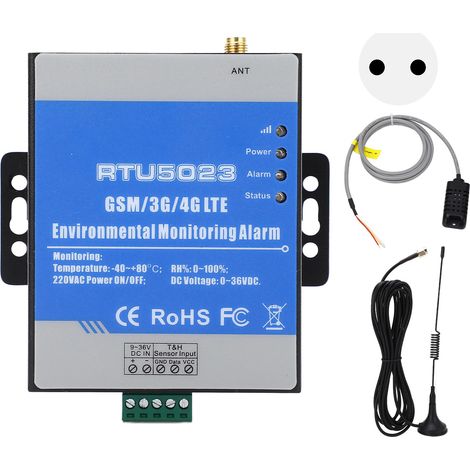 Ortviai Alarme Température et Humidité RTU5023 avec SMS GSM/4G, Détecteur de Coupure Secteur, Capteur AM2301 inclus (1/3)