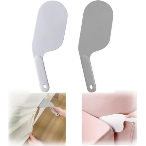 2 pièces Drap de lit Tucker pour Changer Drap de lit Outil de Levage de Matelas en Plastique Outil de Changement de Drap Tucker Outil pagaie (Blanc+Gris) (1/5)