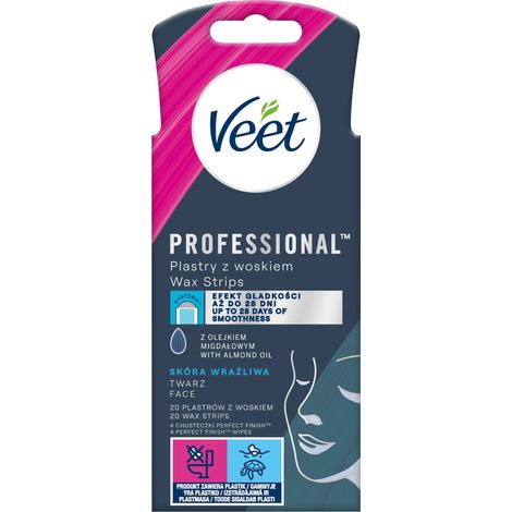 VEET Gesichtswachsstreifen, für empfindliche Haut, 20 Stück. (1/2)