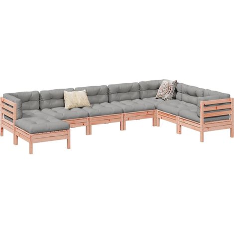 8-tlg. Garten-Sofagarnitur mit Kissen Massivholz Douglasie