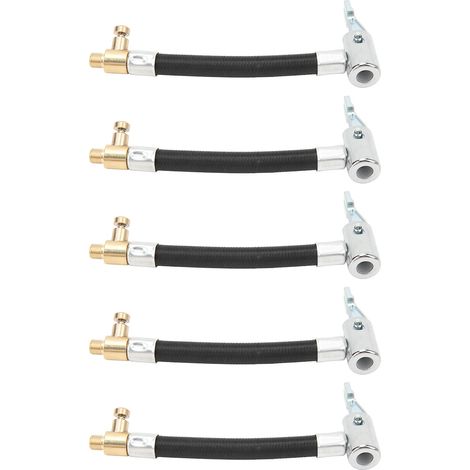 Ortviai Tuyau d’extension pour gonfleur de pneus – 5 pièces en alliage d’aluminium et caoutchouc, 10 cm, universel pour voiture, moto, vélo (1/5)