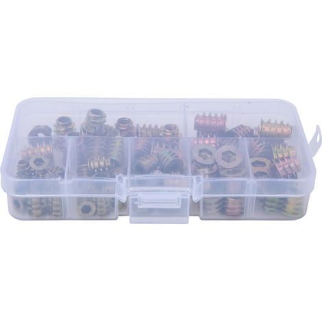 Ecrou A Insert Filete Interne Et Externe Trapezoidal Zinc Colore Pour Meubles Et Escaliers - 70 Pieces (1/5)